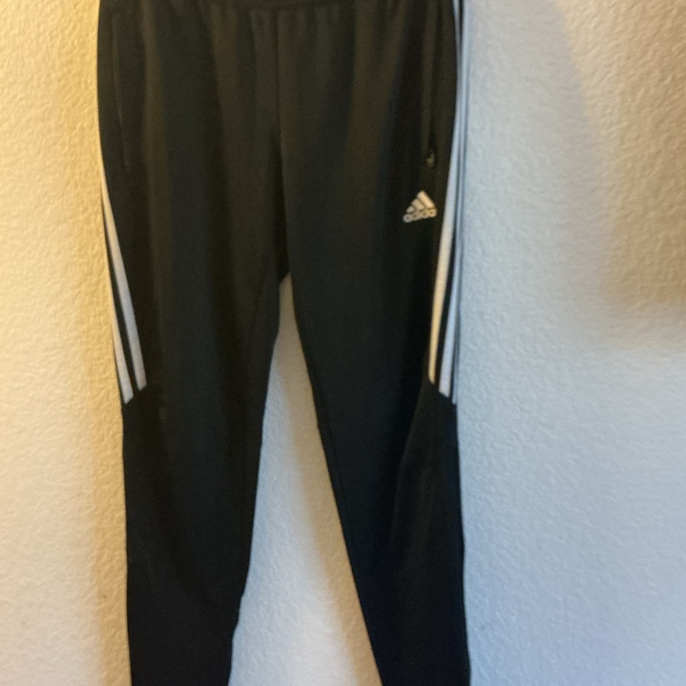 adidas Black Jogger Pants with White Side Stripes